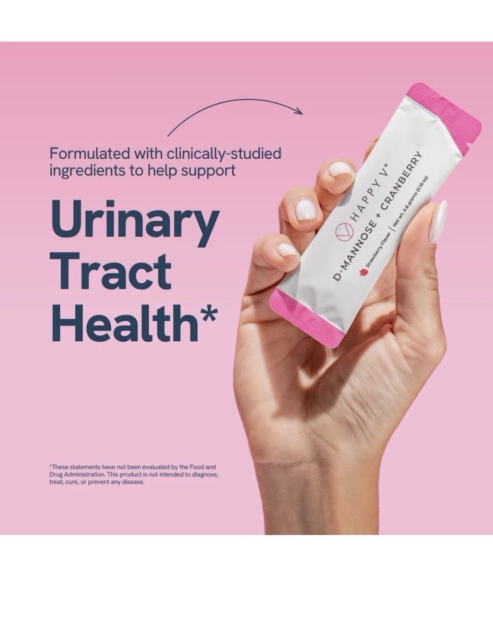 Happy V D-Mannose + Cranberry Stick Packs Urinary Tract Health. New In Box
