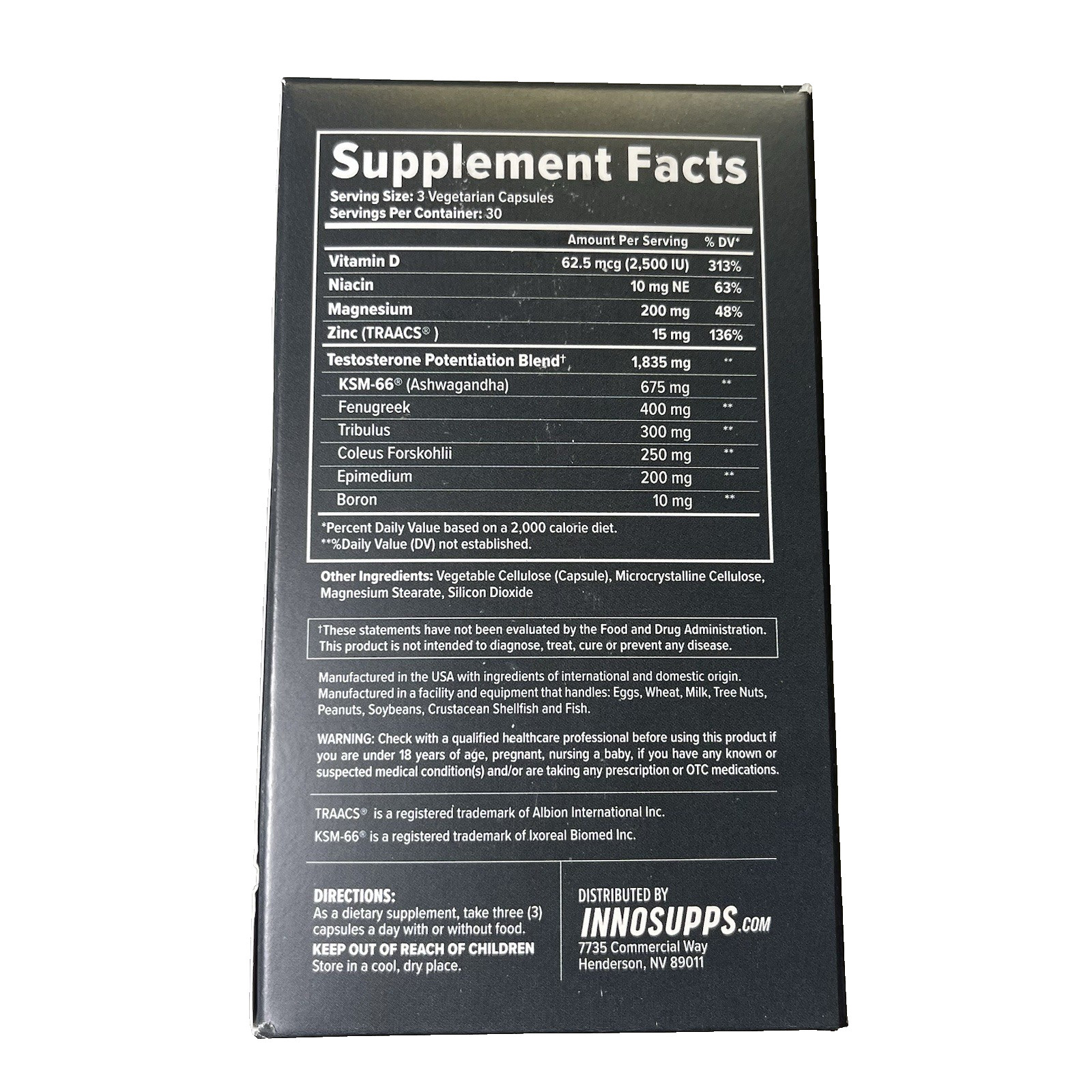 InnoSupps T-Drive Support Amplify Muscle Growth Libido 90 Caps