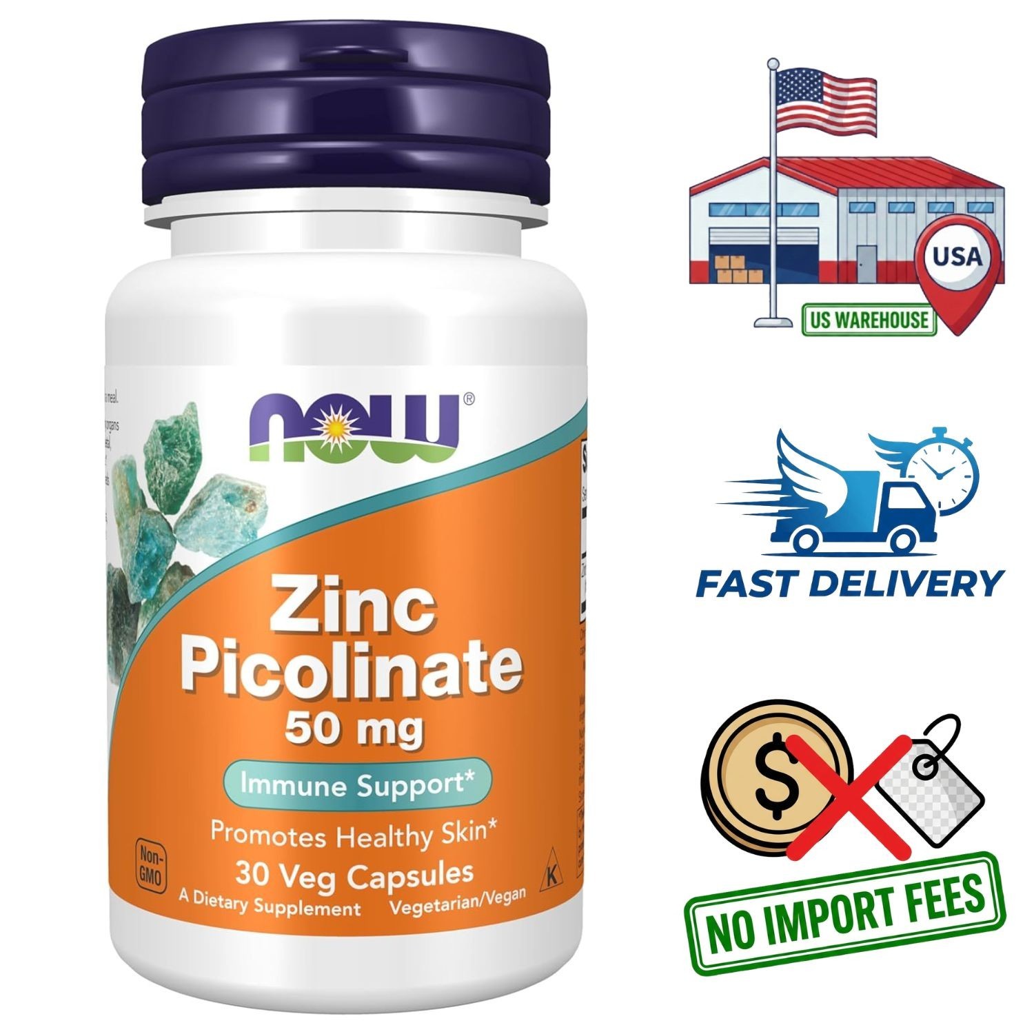 Suplemento de Picolinato de Zinc 50mg – 30 Cápsulas – Suministro para 1 Mes