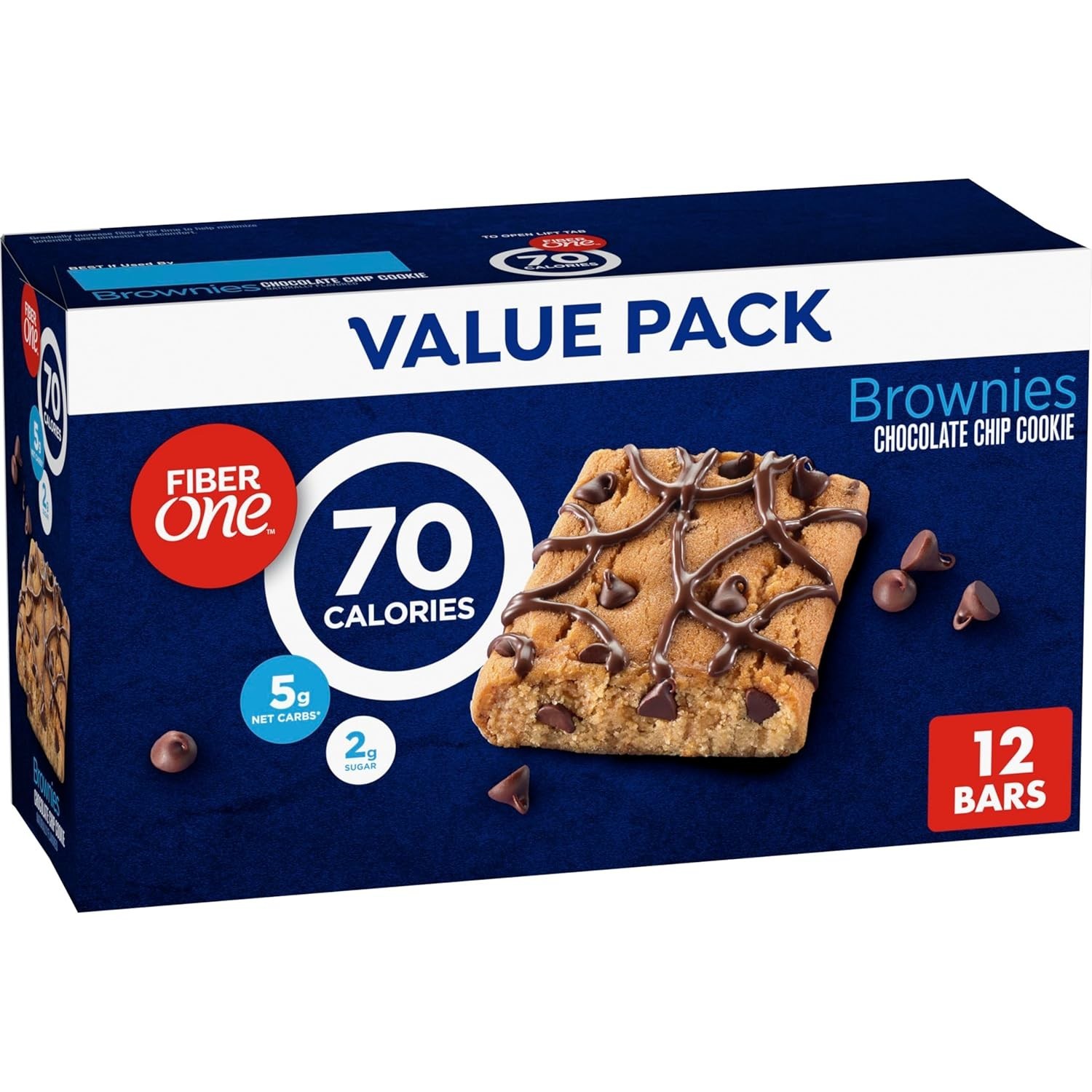 Guilt-Free 70 Calorie Brownies – Chocolate Chip Cookie Snack Bars, 12 Ct Pack