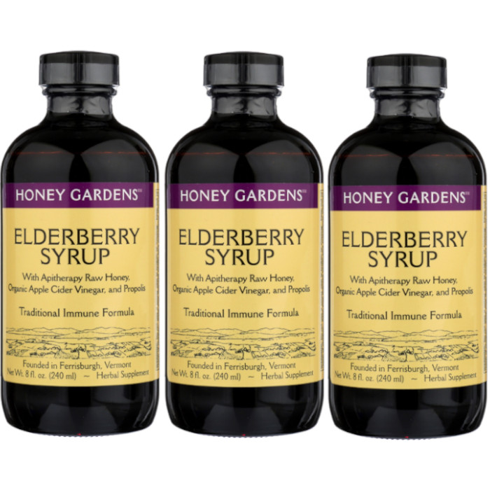Honey Gardens – Elderberry Syrup 8 fl.oz/240 mL Each (Pack of 3)