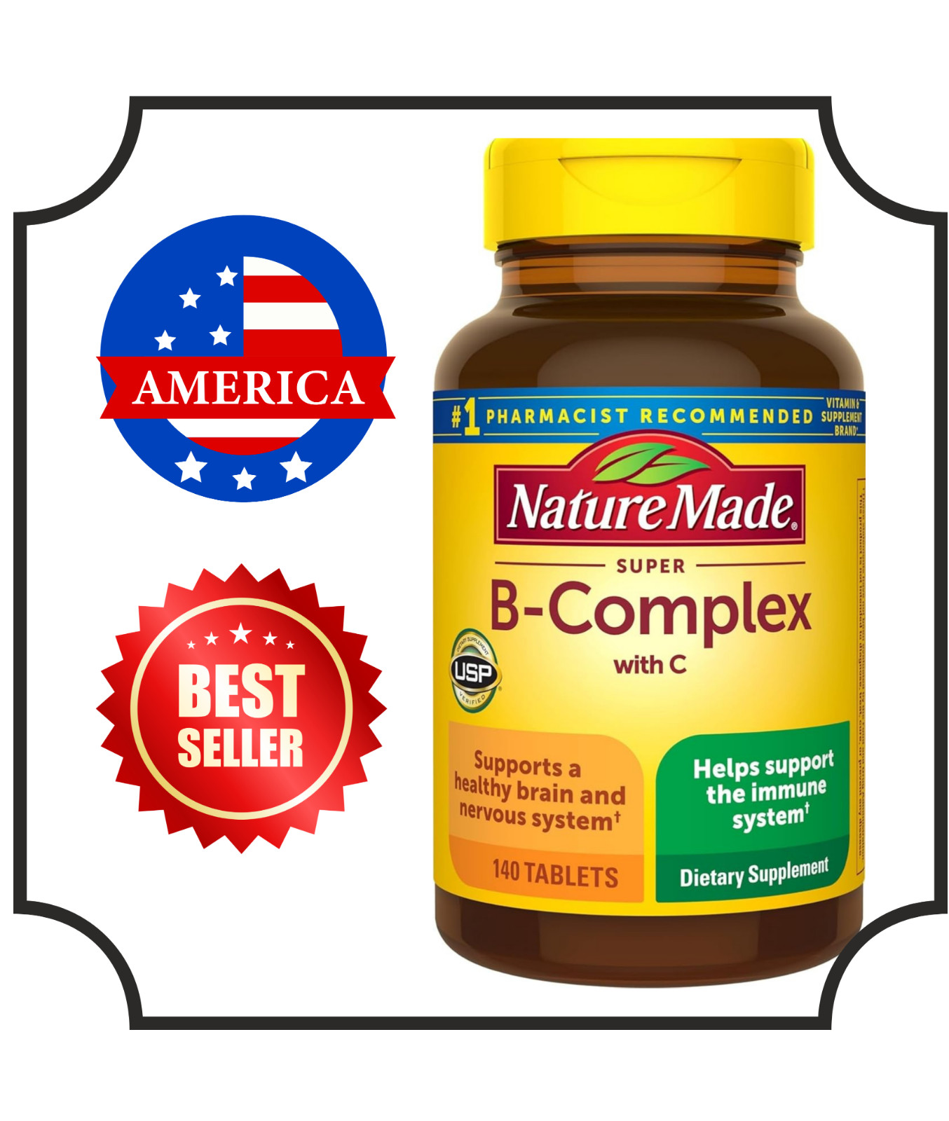 Nature Made Super B-Complex with Vitamin C & Folic Acid 140 tab. Energy Support