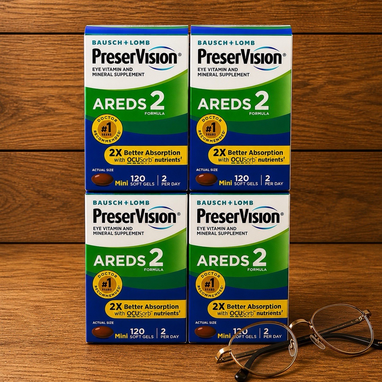 4 Pk Bausch + Lomb PreserVision AREDS 2 Eye Vitamins 120 Mini Softgels Exp 11/26