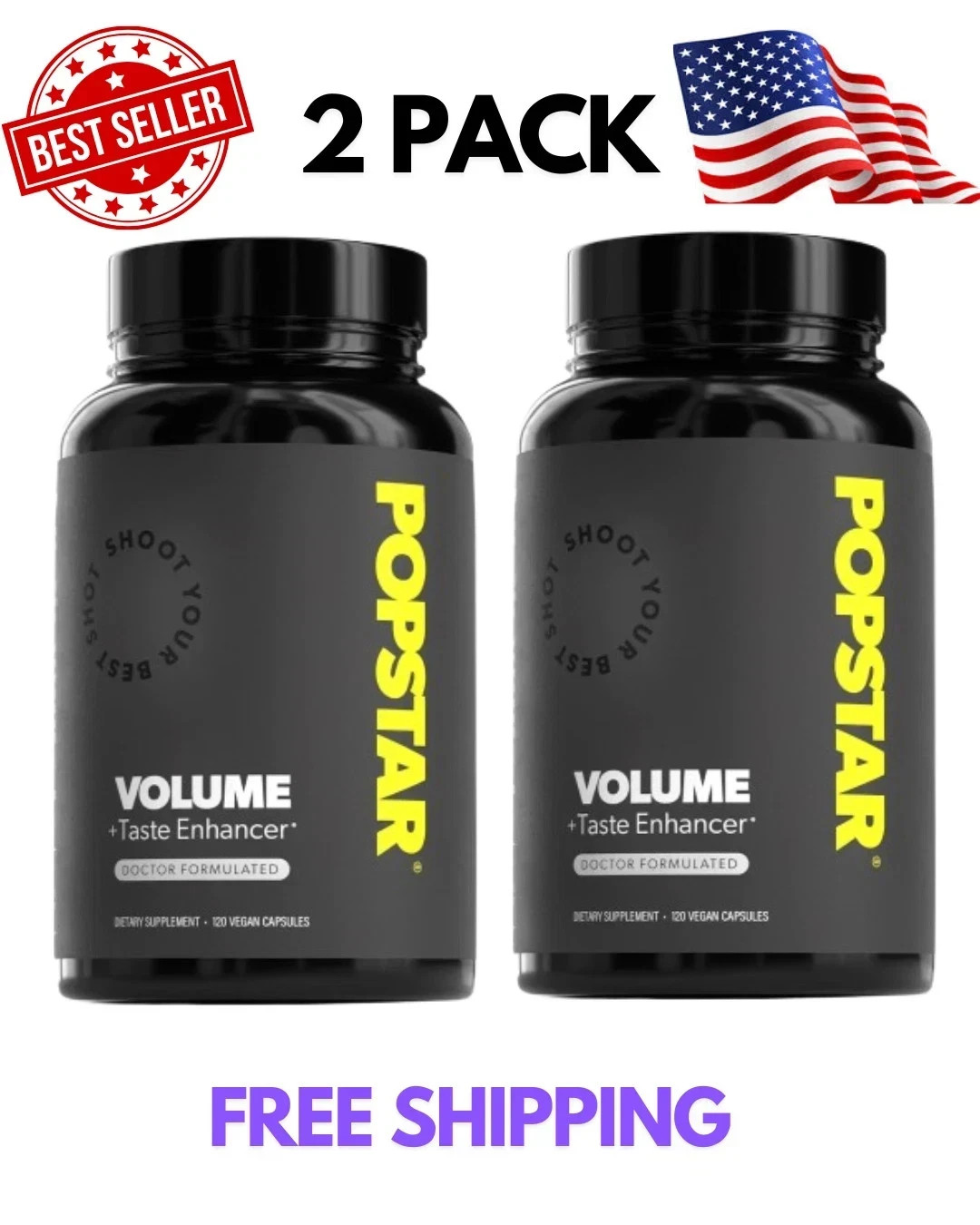 Popstar Semen Volume Supplement 120 Capsules Men’s Fertility 2 Pack Zinc HQ