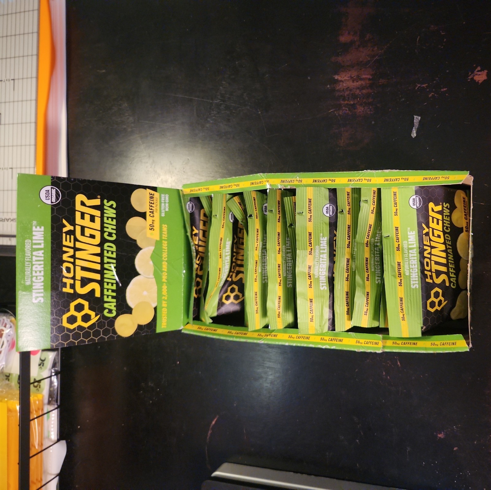 Honey Stinger Energy Chews 1.8oz Stingerita Lime Caffeinated. 1 Box X 12 Chews