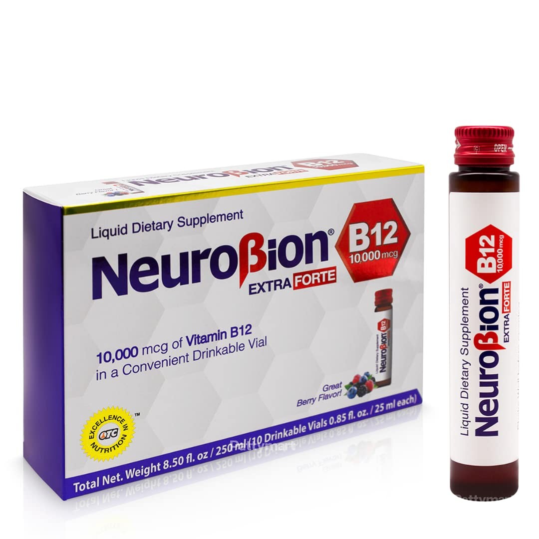 Neurobion Extra Forte B12 10,000 mcg Vials, Liquid – 0.85 Fl Oz (Pack of 10)