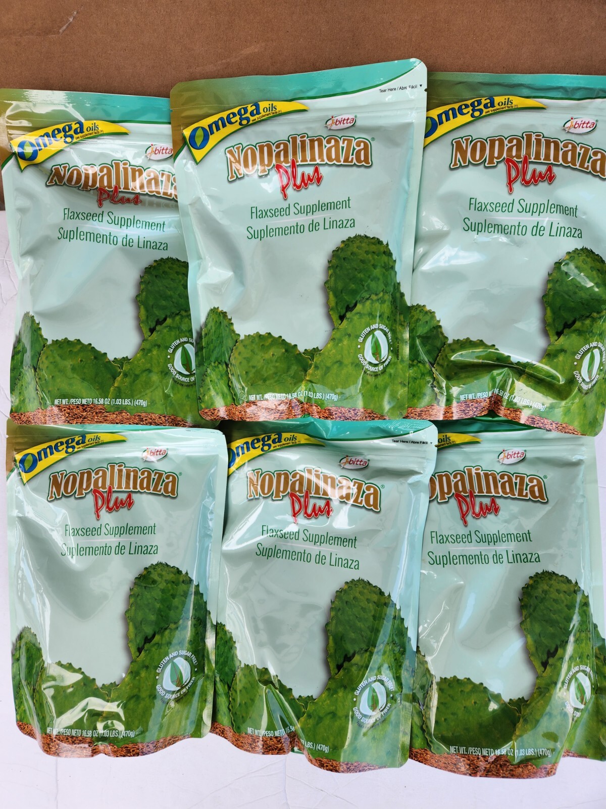 6 New Ibitta Nopalinaza Plus Flaxseed Supplement with Omega Oils 16 oz ea. 01/25