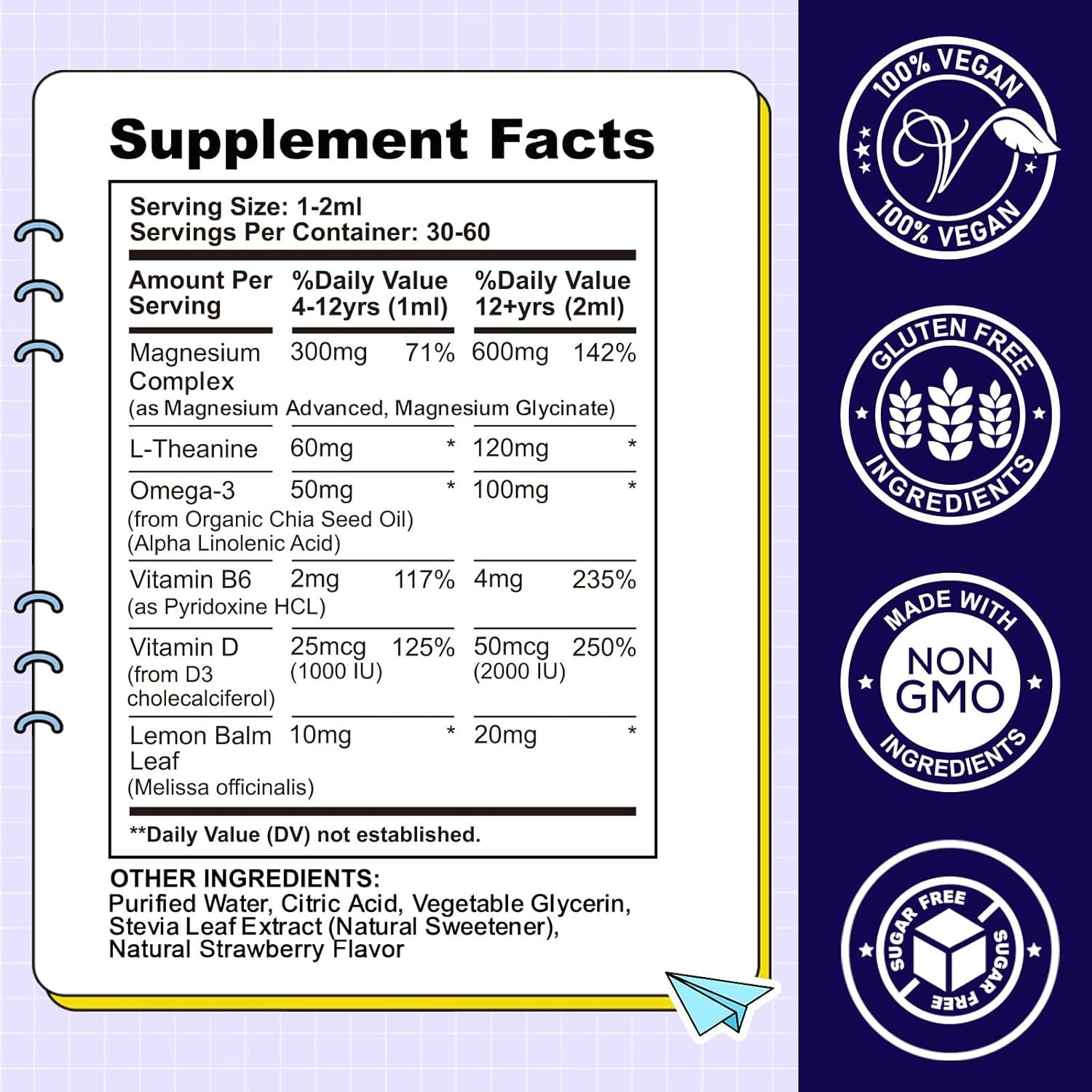 Kids Magnesium Liquid Drops-Magnesium Glycinate Liquid Designed for Kids