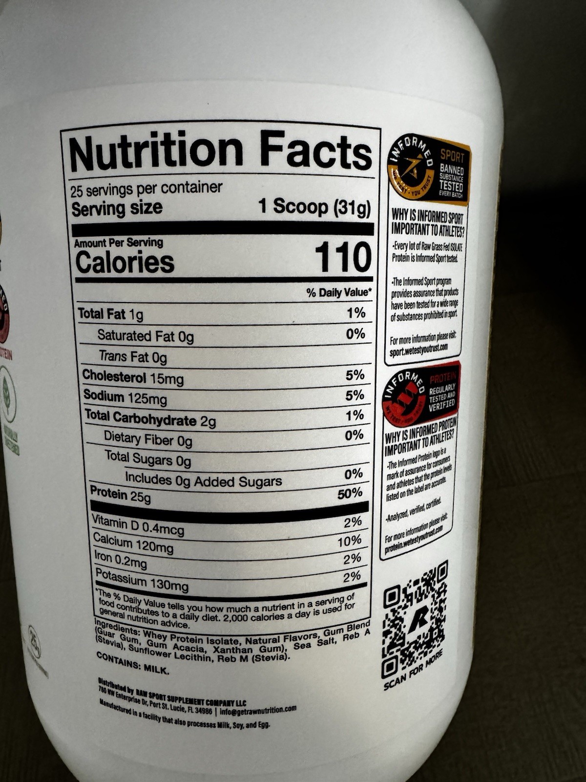4 RAW Nutrition Grass Fed Whey Isolate Protein 2 Vanilla 2 Peanut Butter SEALED