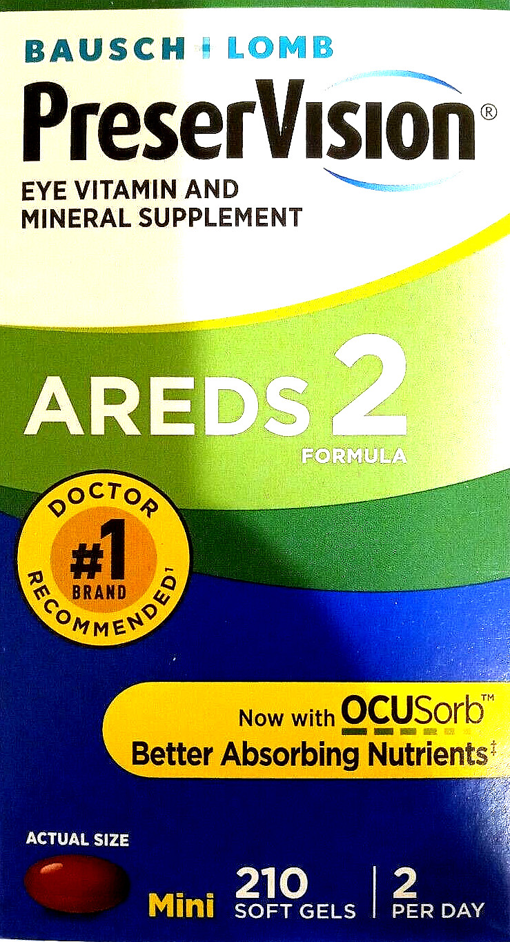 Bausch+Lomb PreserVision AREDS 2 Formula 210 Soft Gels Eye Vits+Mins EXP 08/2025