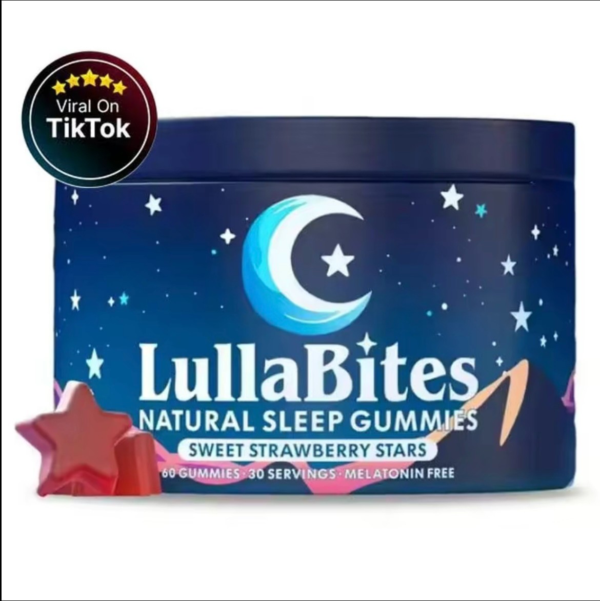 LullaBites Melatonin Free Natural Sleep Gummies Strawberry Flavor Calming Herbal