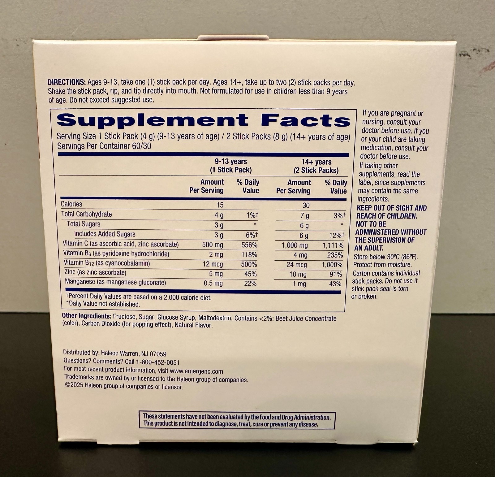 Emergen-C Crystals ON THE GO Strawberry Burst 500mg Vitamin C 60 Count EXP 07/27