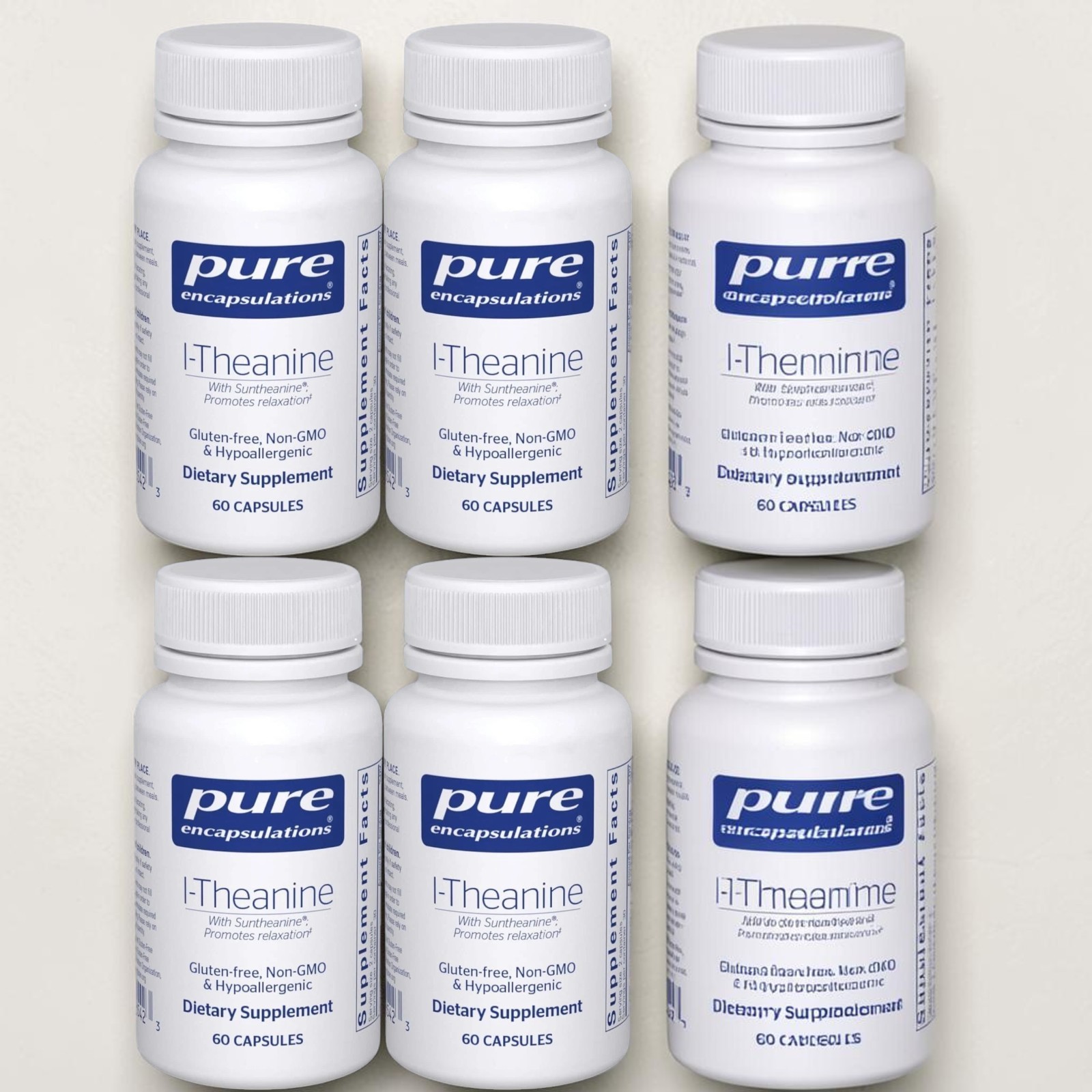 6X Pure Encapsulations L-Theanine, Stress & Relaxation Support 60ct Exp 02/2027
