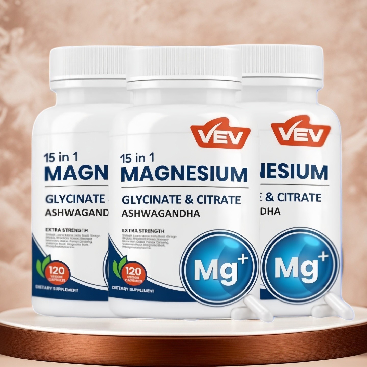 VEV 3PCS Magnesium Glycinate and Citrate Cortisol Supplements for Women, Stress