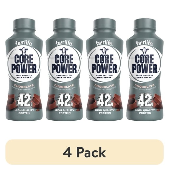 (4 pk) Core Power High Protein Shake, Chocolate 42g Bottle 14fl oz free shipping