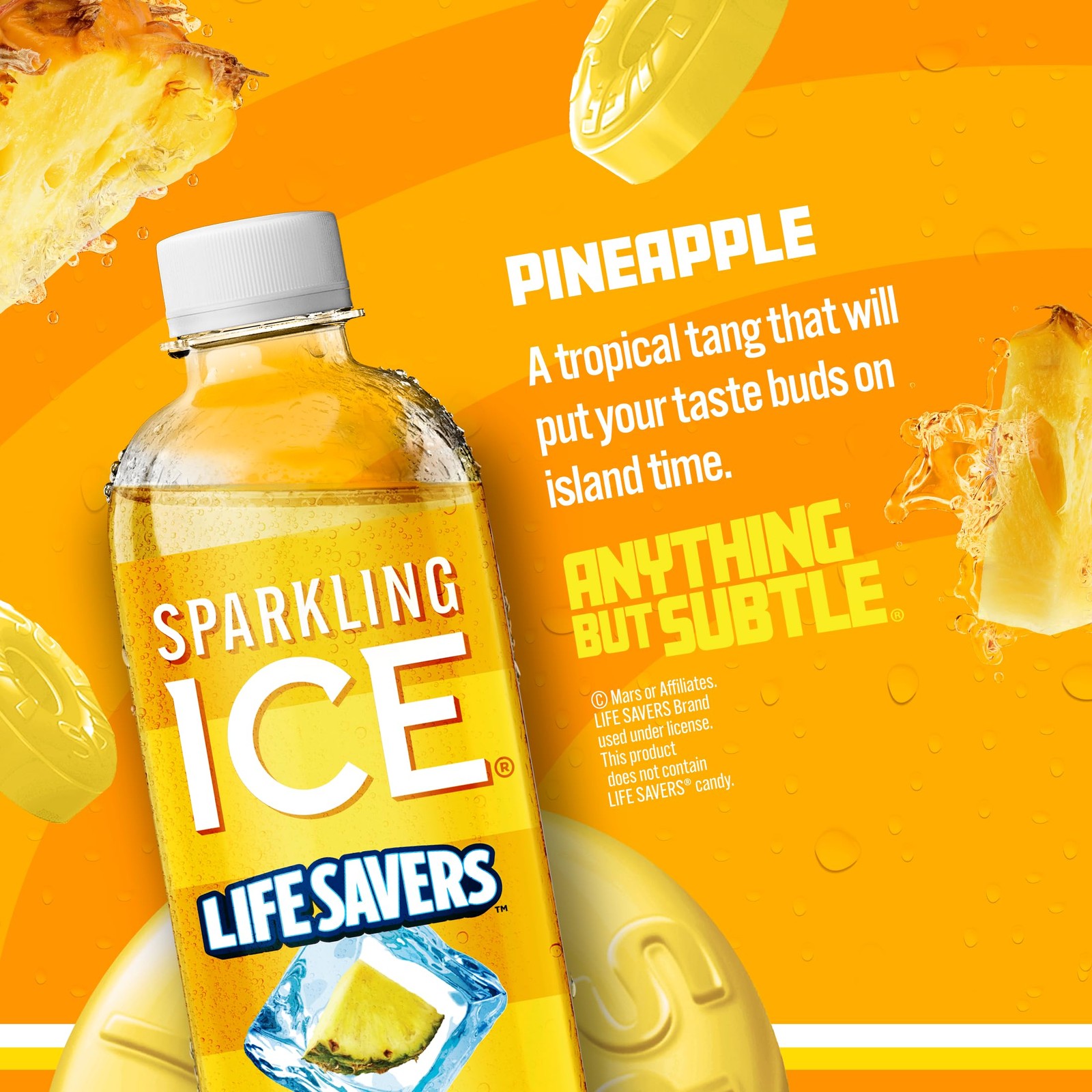 Sparkling Ice LIFESAVERS Pineapple, Zero Sugar Flavored 17 Fl Oz (Pack of 12)
