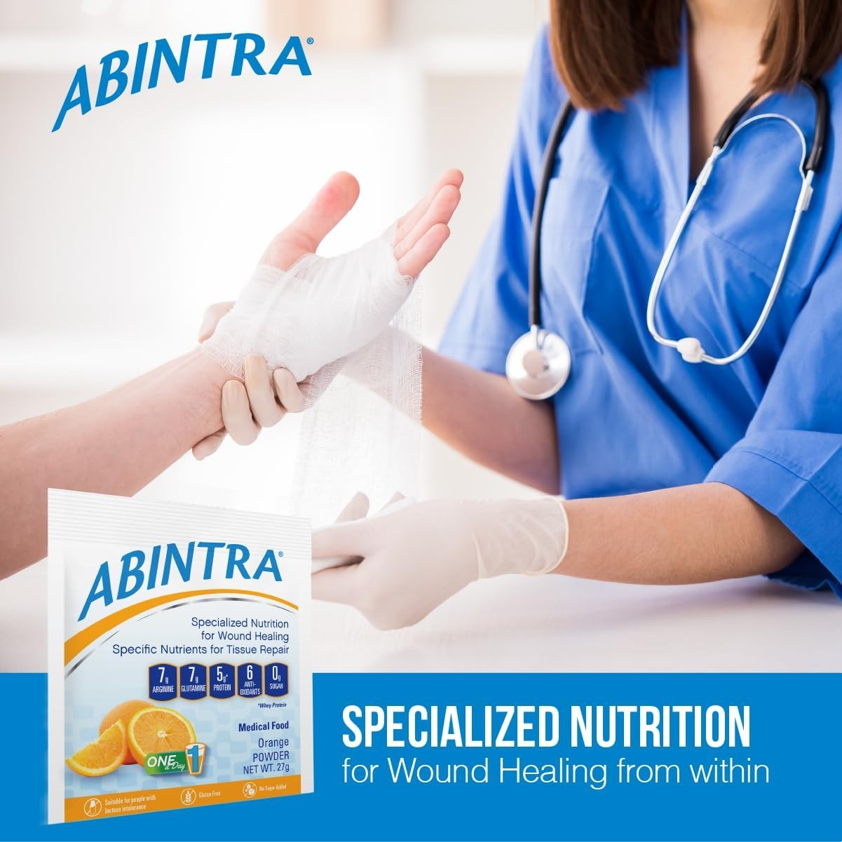 ABINTRA Specialized Nutrition for Wound Healing Orange Flavor L Arginine