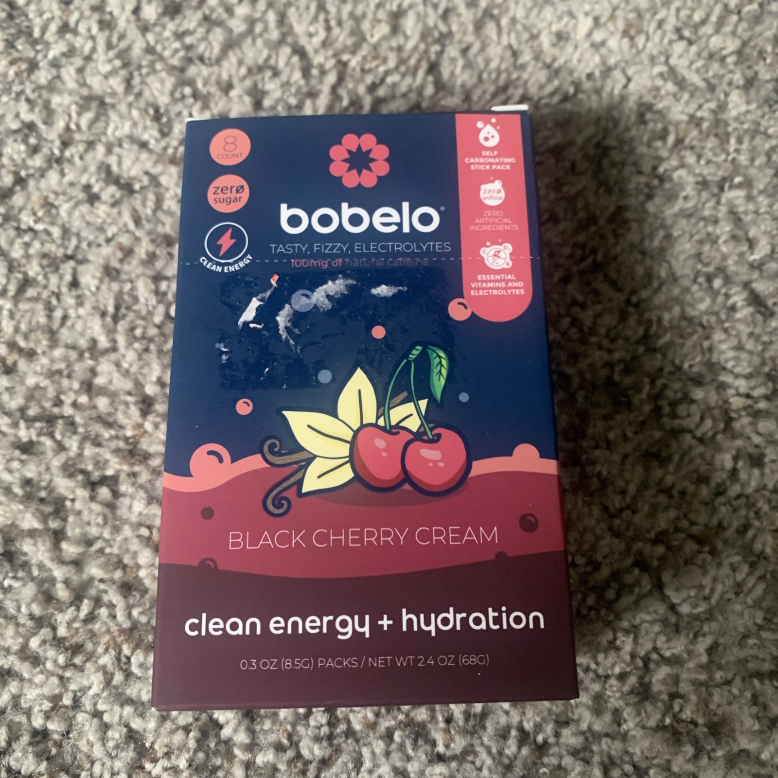 *NEW* Bobelo Black Cherry Cream Clean Energy + Hydration (8 CT) 2.4 oz