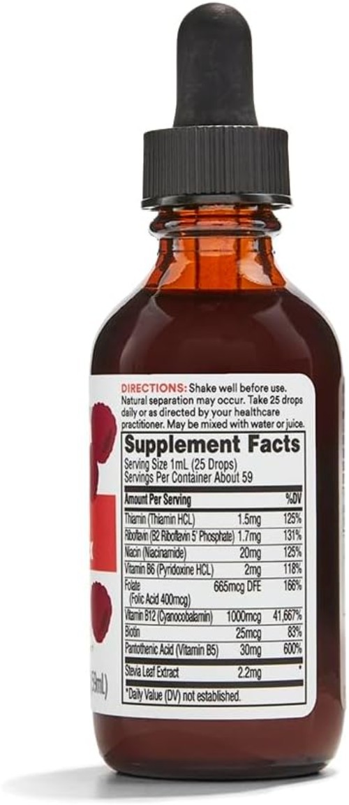 Super B-12 B-Complex Liquid Supplement, Raspberry Natural Flavor, , 2 Fl Oz