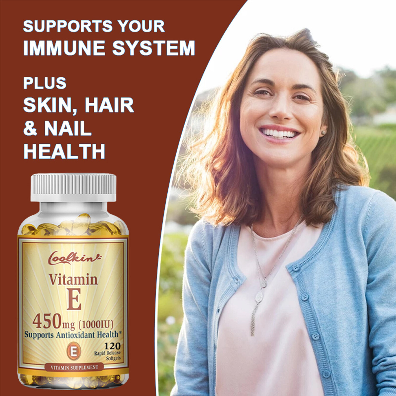 Vitamin E 1000 IU 450mg Capsules – Supports Skin Health, Anti-Aging, Antioxidant