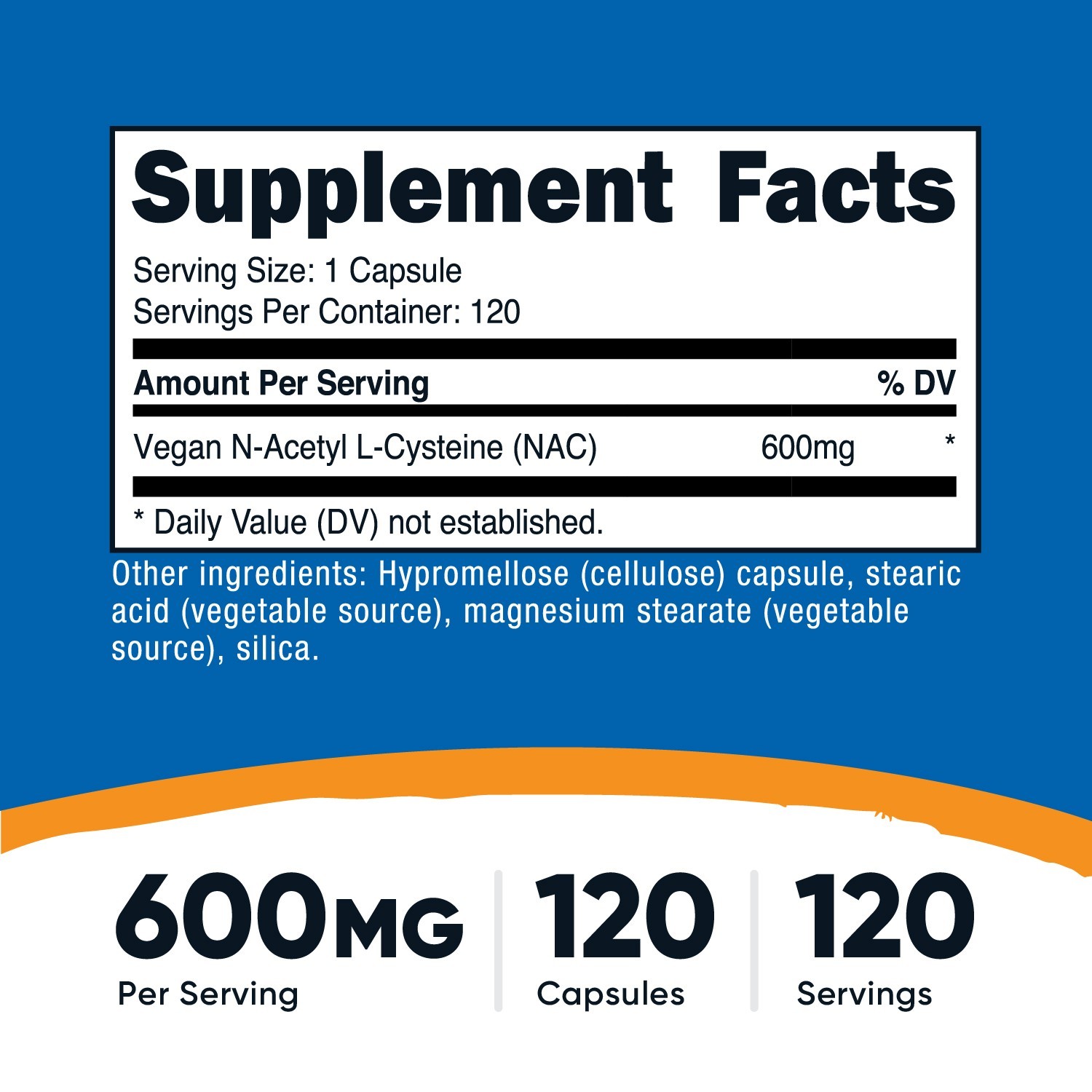 Nutricost N-Acetyl L-Cysteine (NAC) 600mg, 120 Vegan Capsules – Non-GMO