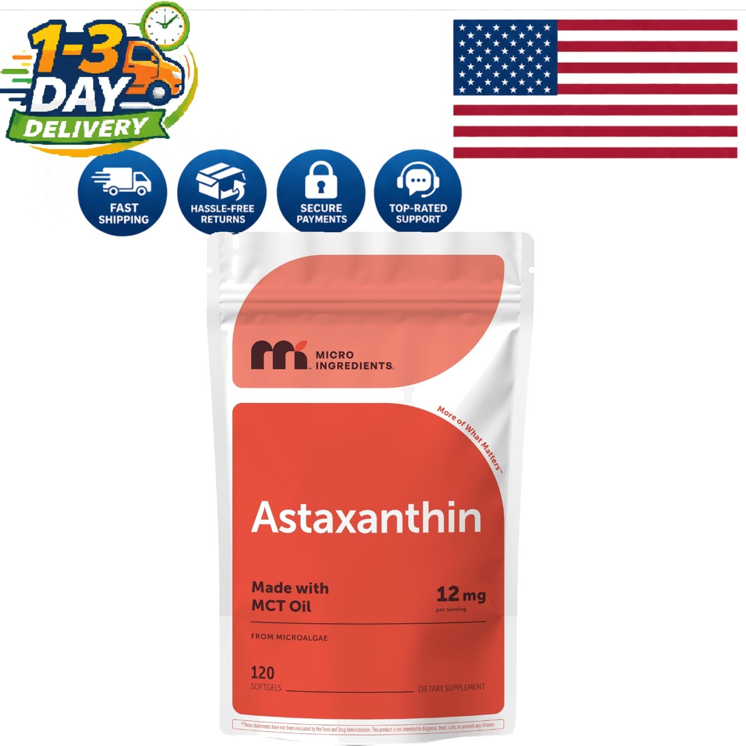 Astaxanthin 12mg with MCT Oil – 120 Triple Strength Softgels for Optimal Health