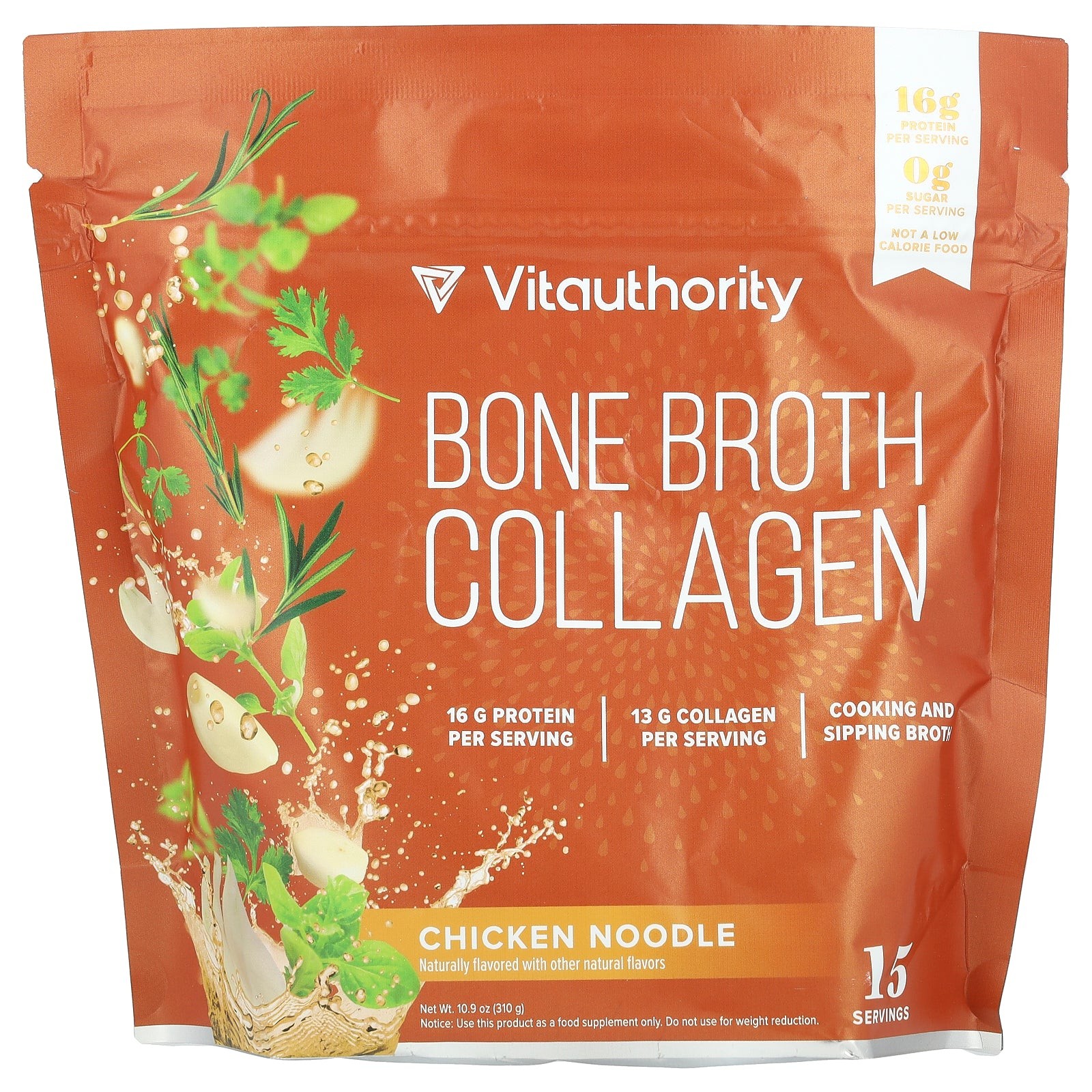 2 X Vitauthority, Bone Broth Collagen, Chicken Noodle, 10.9 oz (310 g)