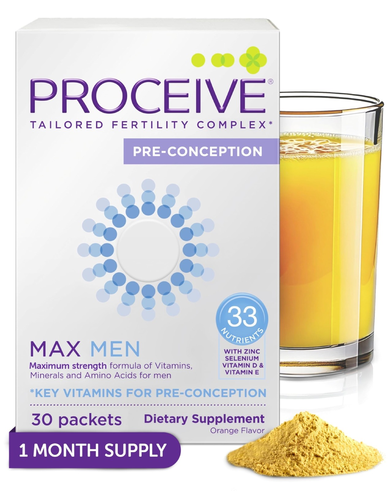 Proceive MAX Men Fertility Supplement 30 Sachets Vitamins & Minerals Vegan