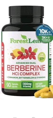 ForestLeaf Advanced Dual Berberine HCl Berberine Supplement 1300mg 03/28