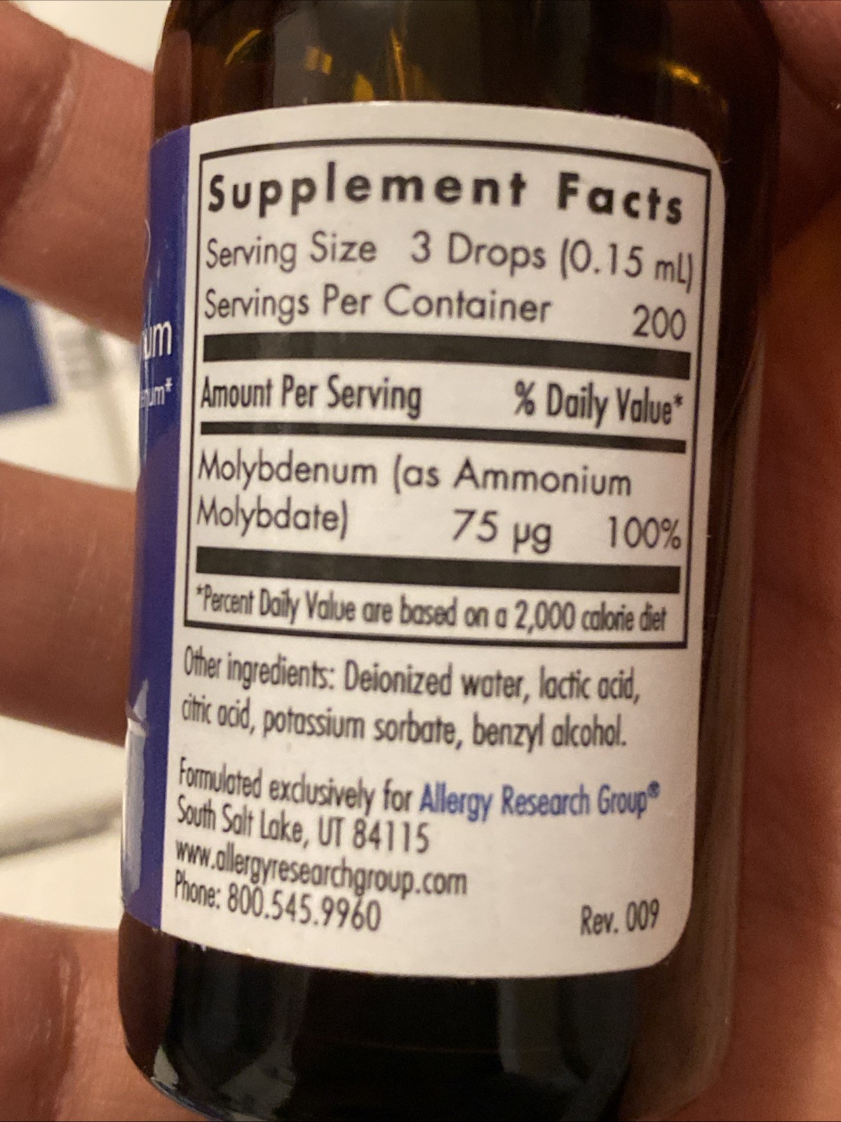 14 – 1 oz Allergy Research Group Liquid Molybdenum – LOT OF 14 – Exp 06/2027