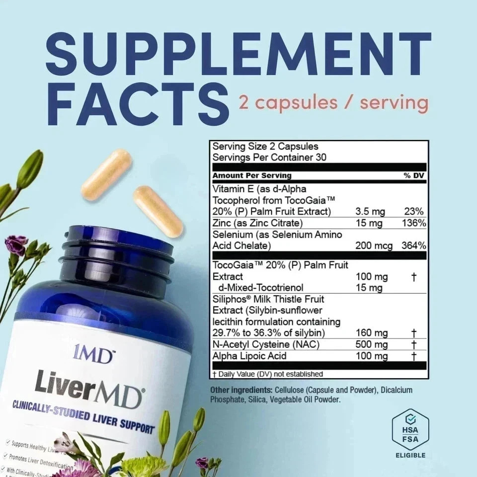 3 Packs 1MD Nutrition LiverMD – Liver Support Supplement 180 Capsule Exp 12/2027