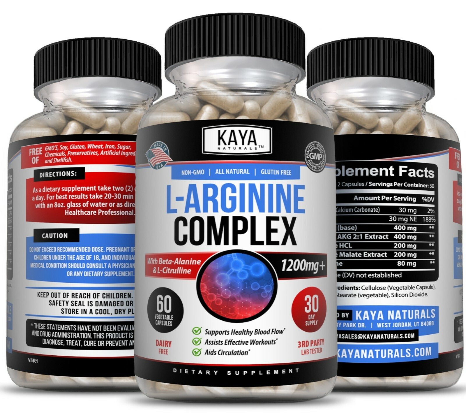 (2 Pack) L-Arginine 60ct NO3 Nitric Oxide Testosterone Booster Libido ED Support