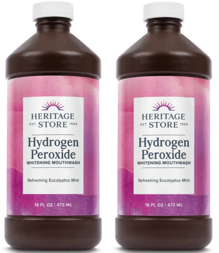 Heritage Store Hydrogen Peroxide Whitening Mouthwash 16 oz ****2 pack****