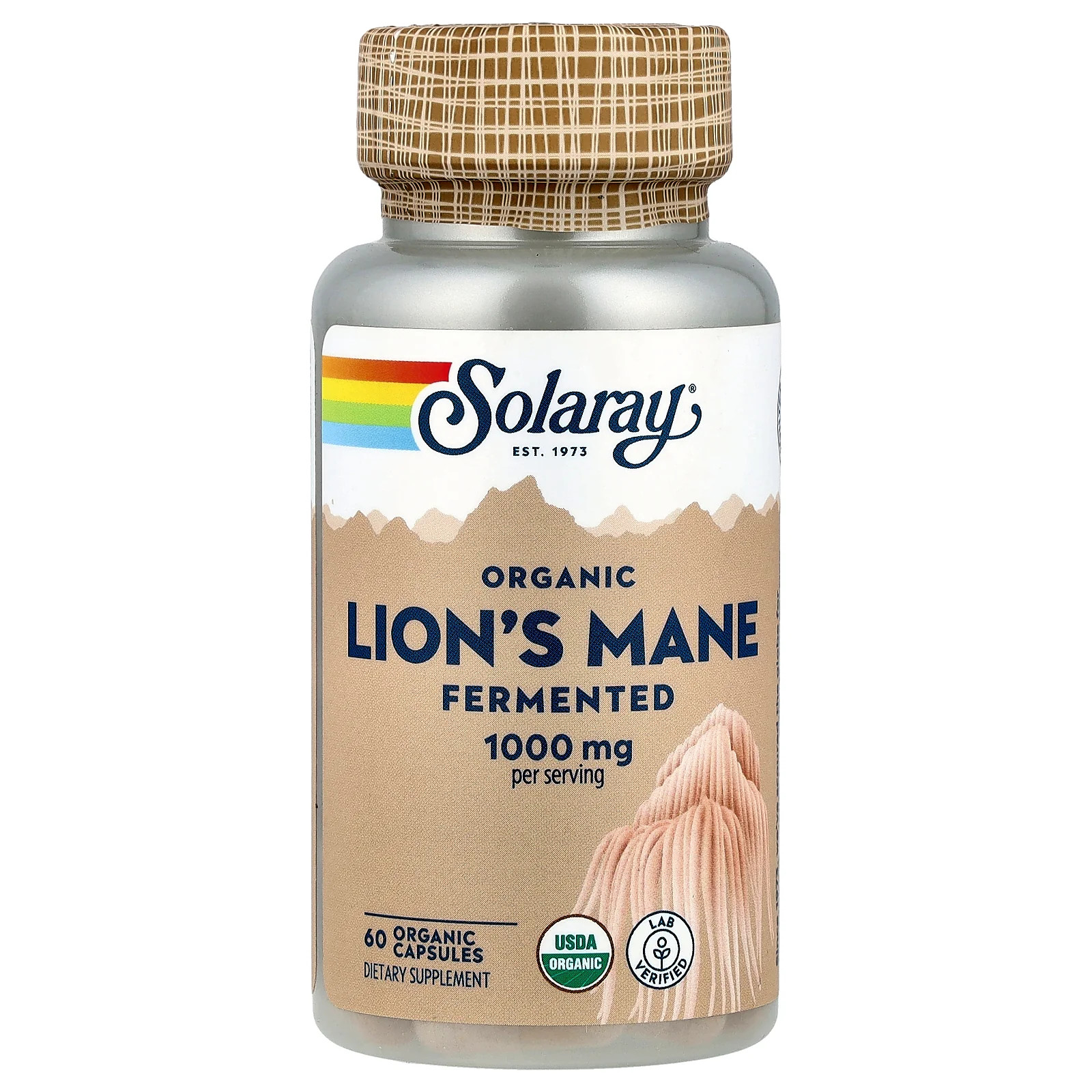 2 X Solaray, Organic Lion’s Mane, Fermented, 60 Organic Capsules (500 mg per Ca