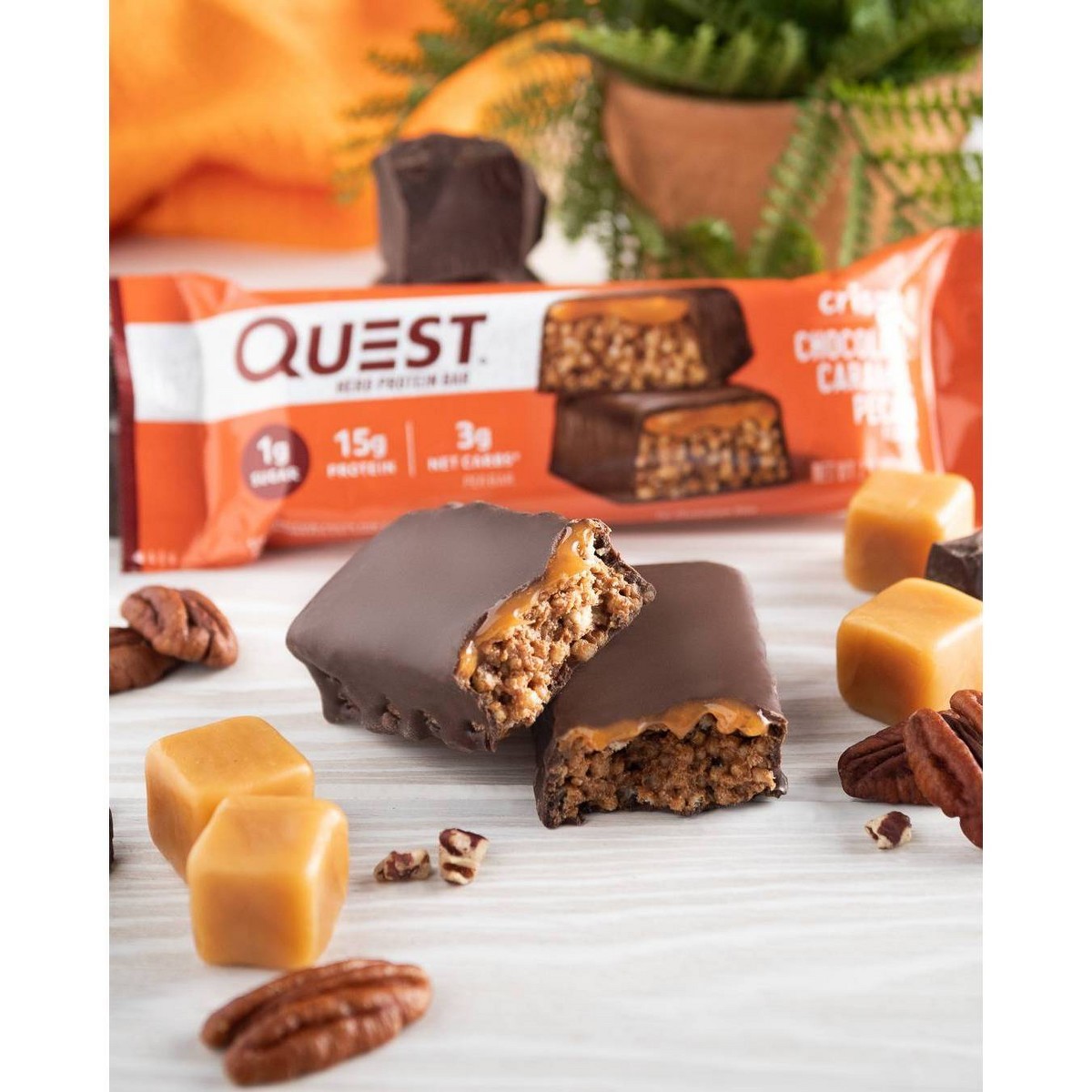 Quest Nutrition 15g Crispy Hero Protein Bars – Chocolate Caramel Pecan – 12ct