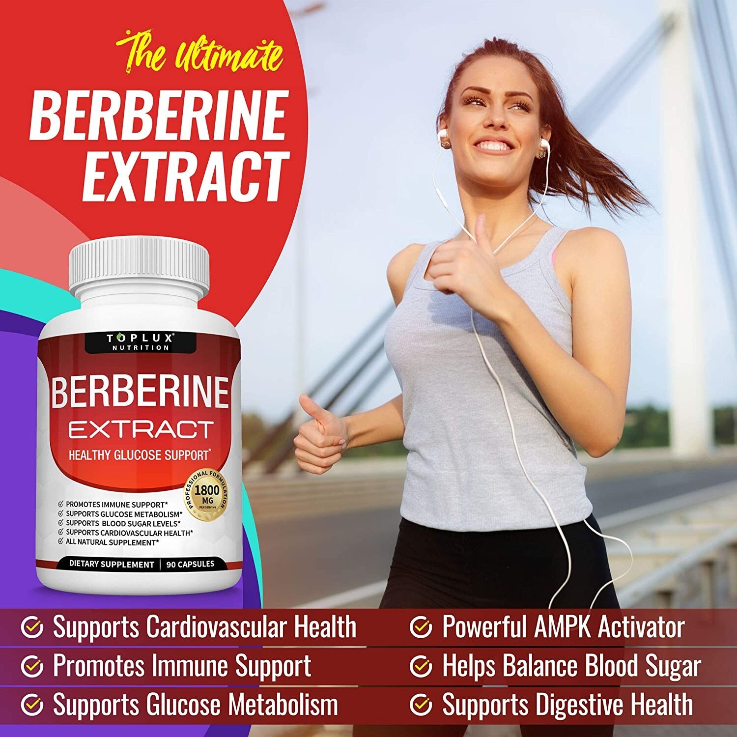 ▶Berberine HCl Premium Glucose And Blood Sugar (90 Capsule_Non-GMO, Gluten Free)