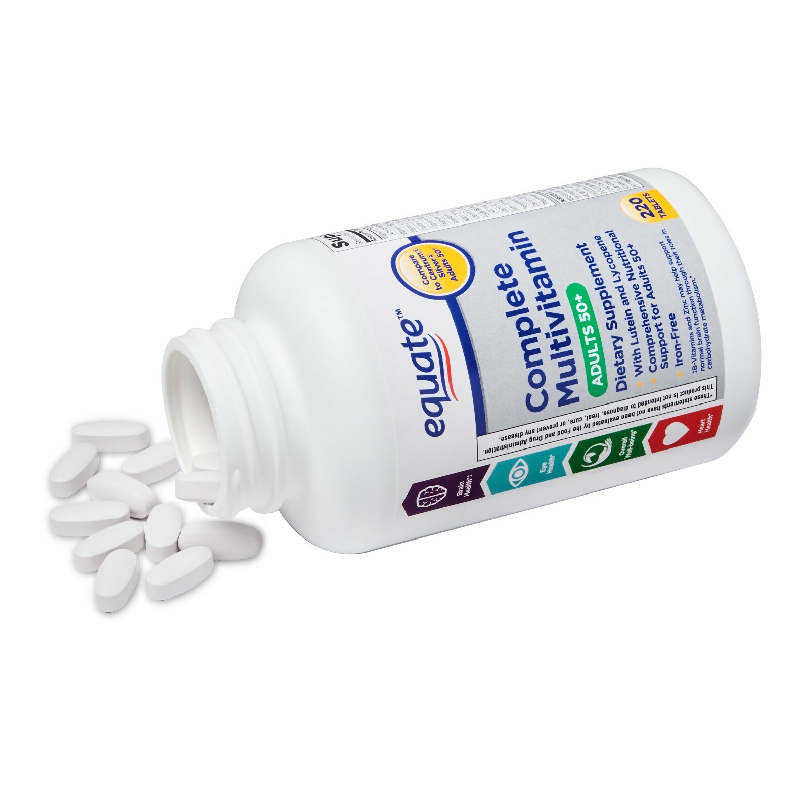 Equate Complete Multivitamin Tablets, Adults 50+, 220 Count..+