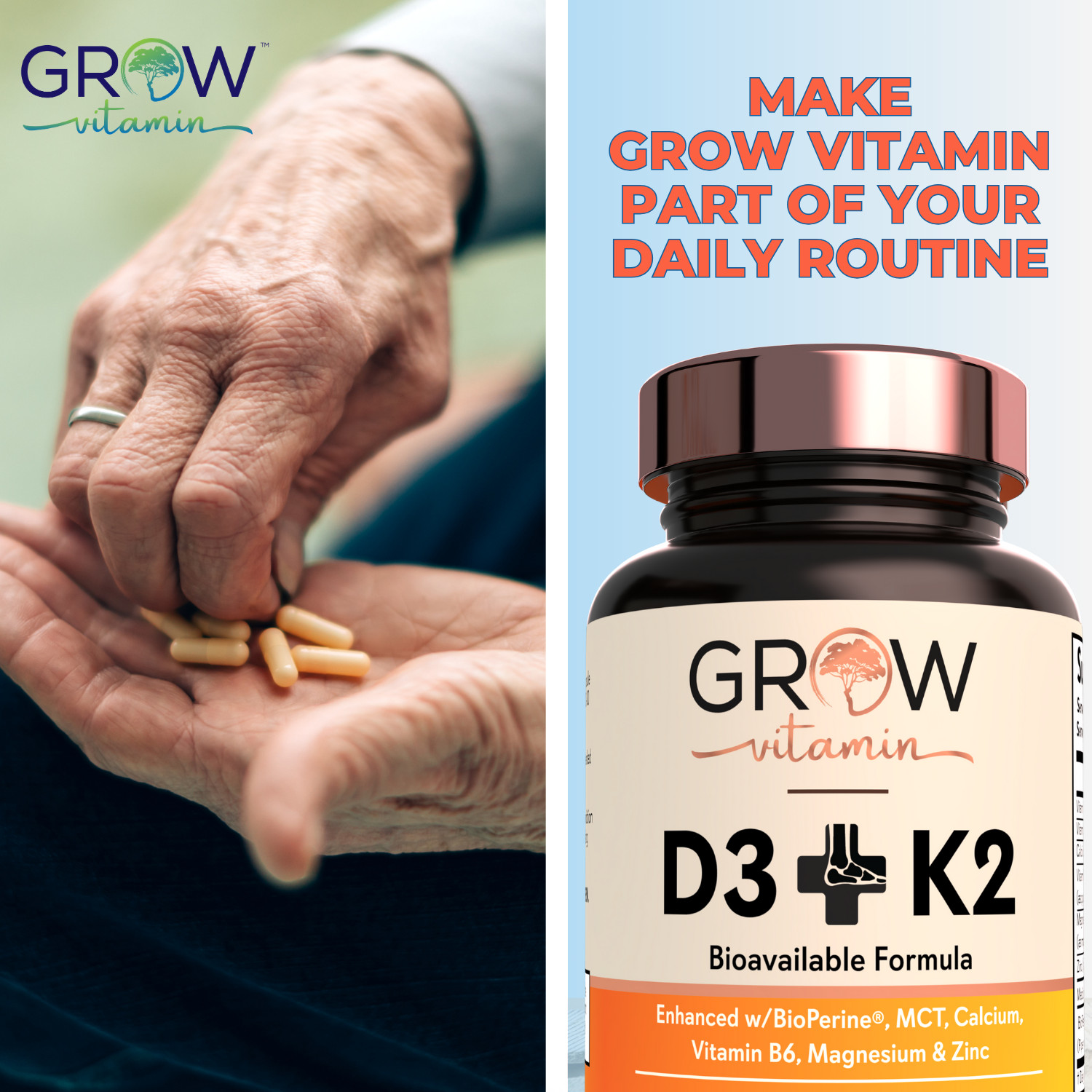 Vitamin D3 K2 with Coconut Oil | Plant Based Vitamin K2 MK7 + Vegan D3 10,000iu