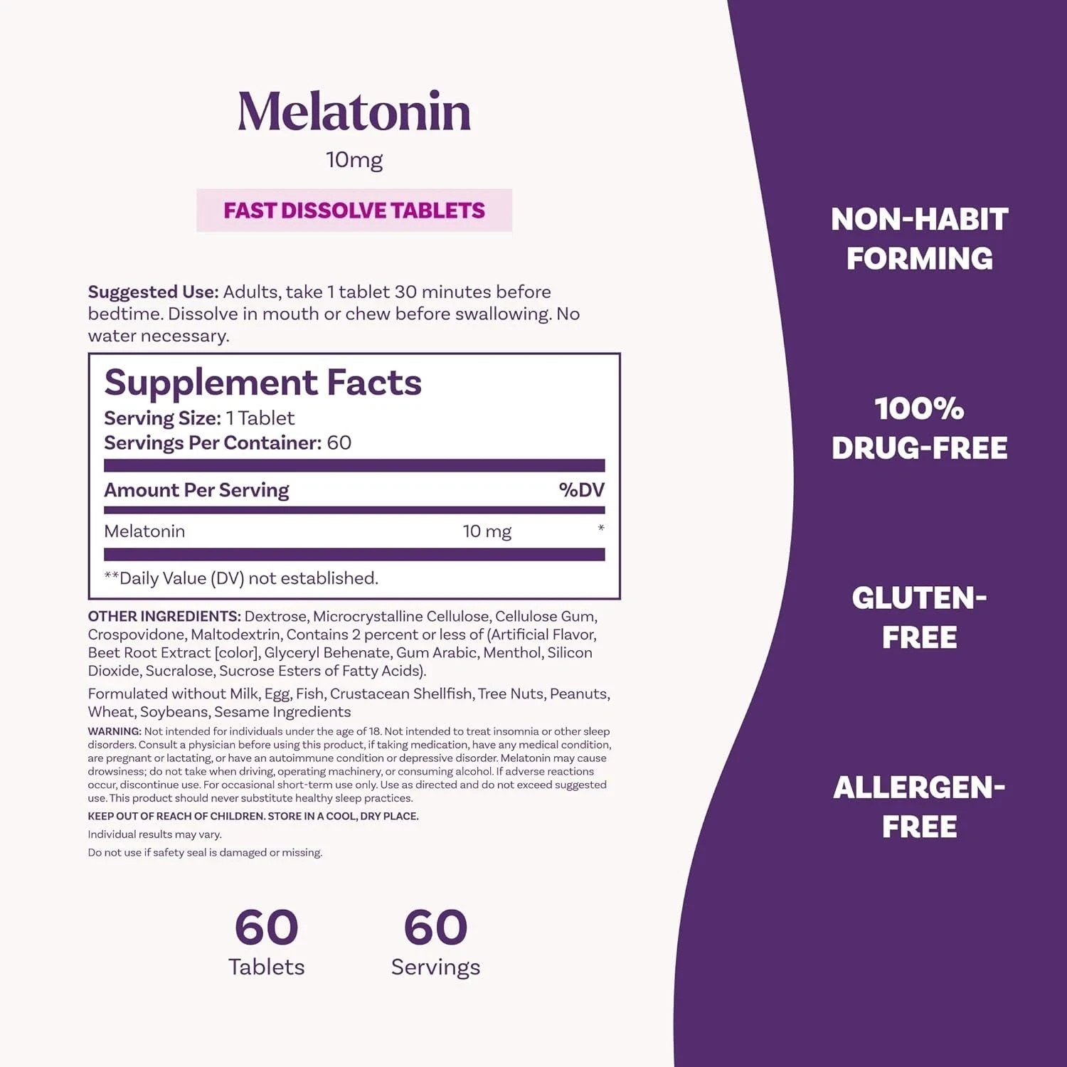 Natrol Melatonin Fast Dissolve (10 mg) Strawberry 60 Tabs Each (Pack of 5)