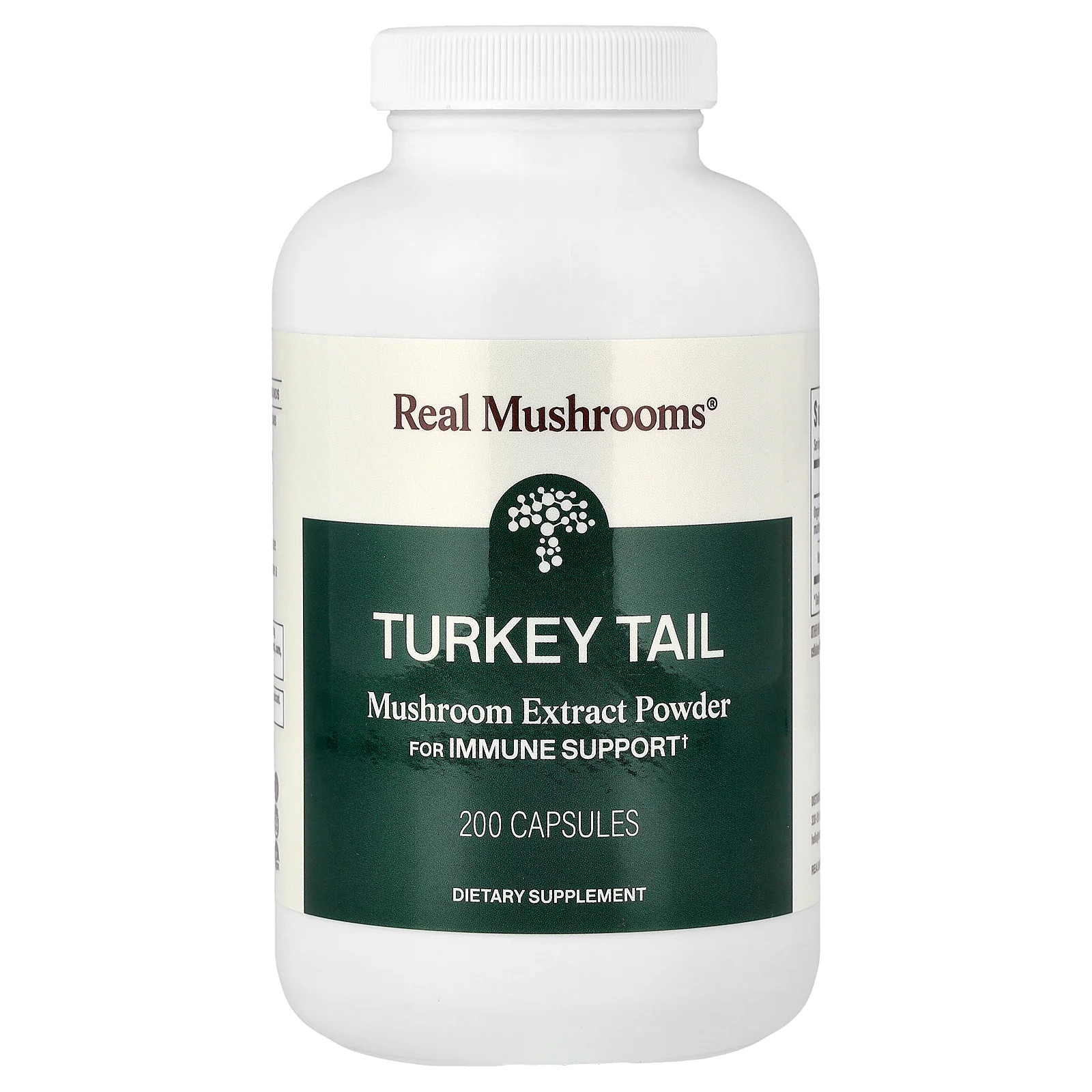 2 X Real Mushrooms, Turkey Tail, Mushroom Extract Powder, 200 Capsules