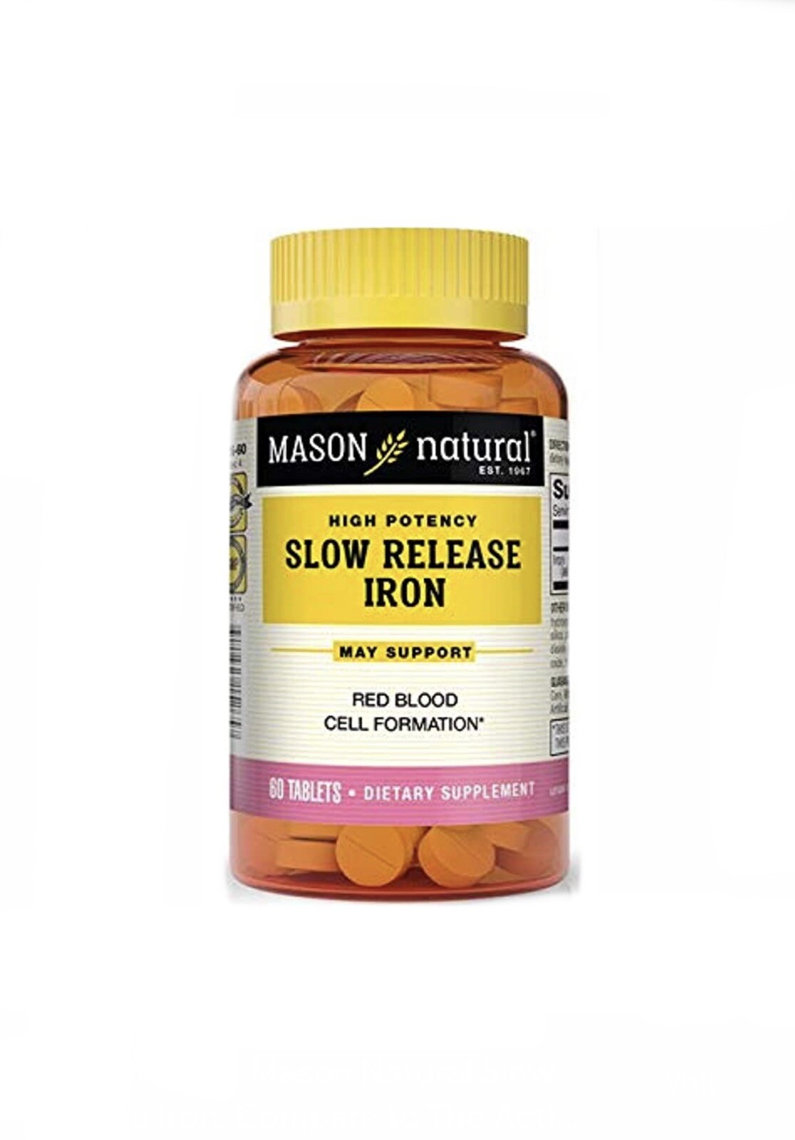 Mason Natural Slow Release Iron (Ferrous) 60 TabS High Potency – PACK OF 3 UNITS