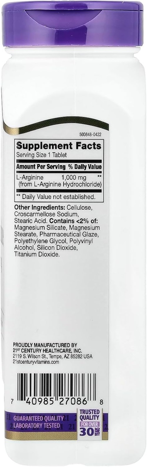 Maximum Strength L-Arginine 1000mg for Muscle Growth & Immune Support