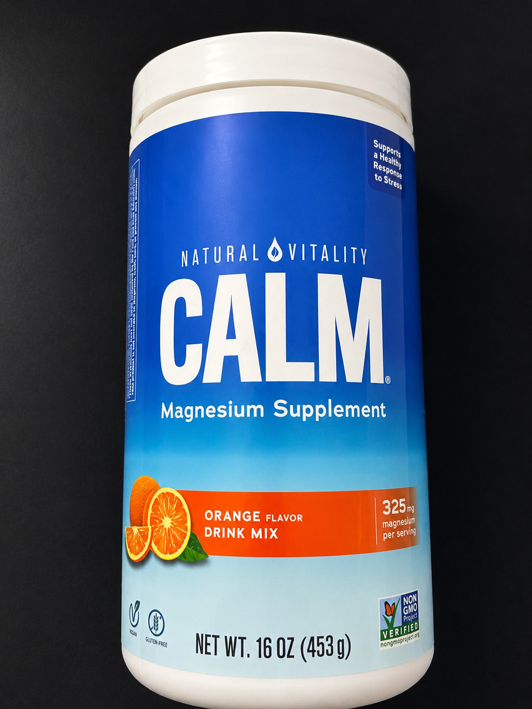 Natural Vitality Calm, Magnesium Citrate Supplement Powder, Orange 16oz, 08/2027