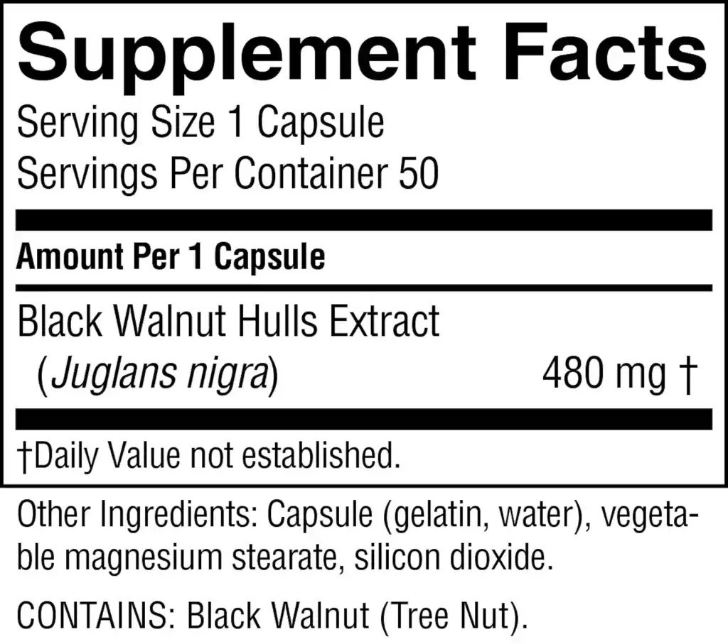 Nature’s Sunshine Black Walnut 50 Capsules 05/2027 Non-GMO