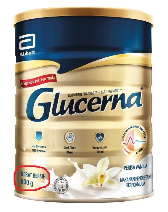Abbott Glucerna Milk Powder (New) 800g For Diabetic Management Vanilla – 4 Cans
