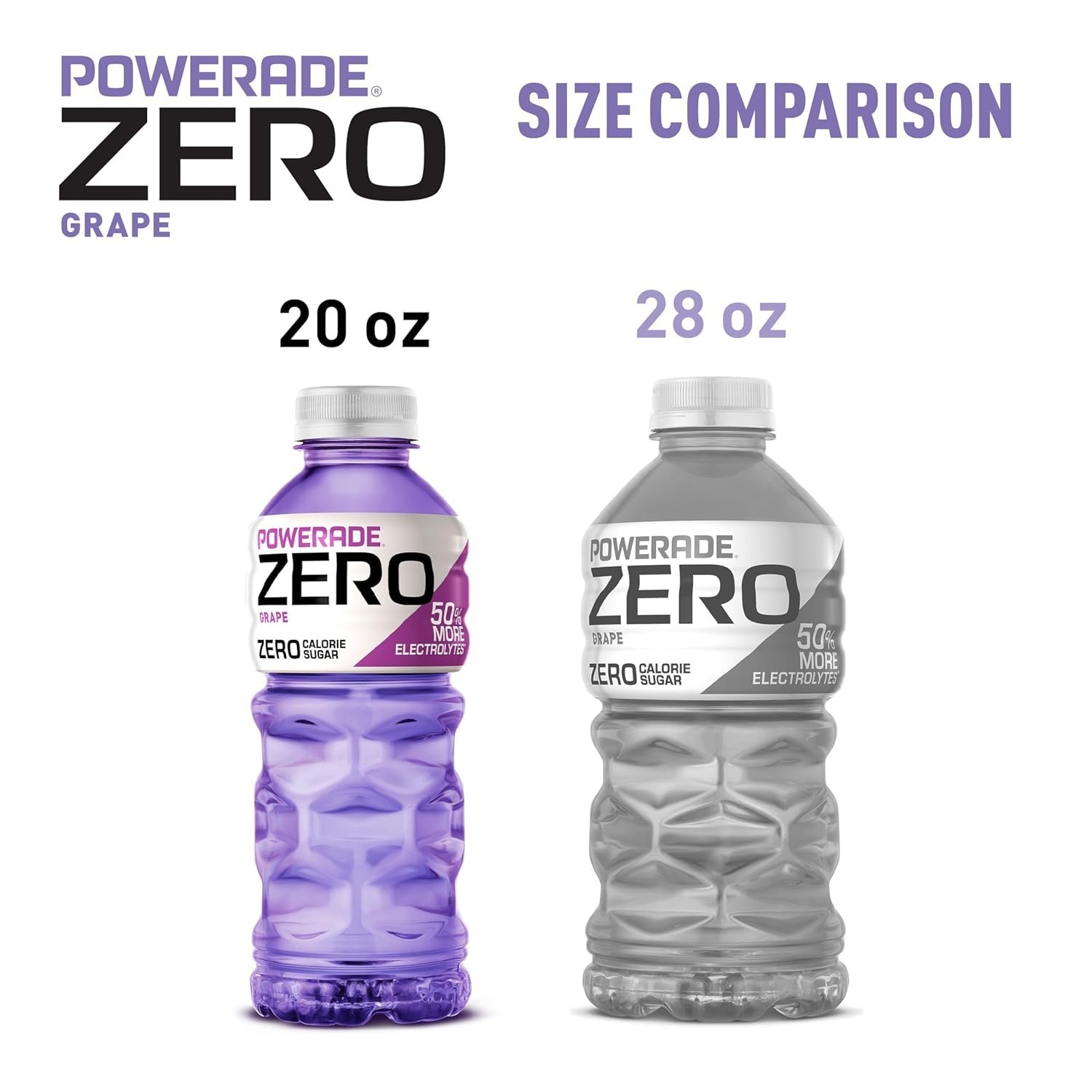 POWERADE Electrolyte Enhanced Zero Sugar Grape Sports Drink, 20 Ounce (Pack of 8