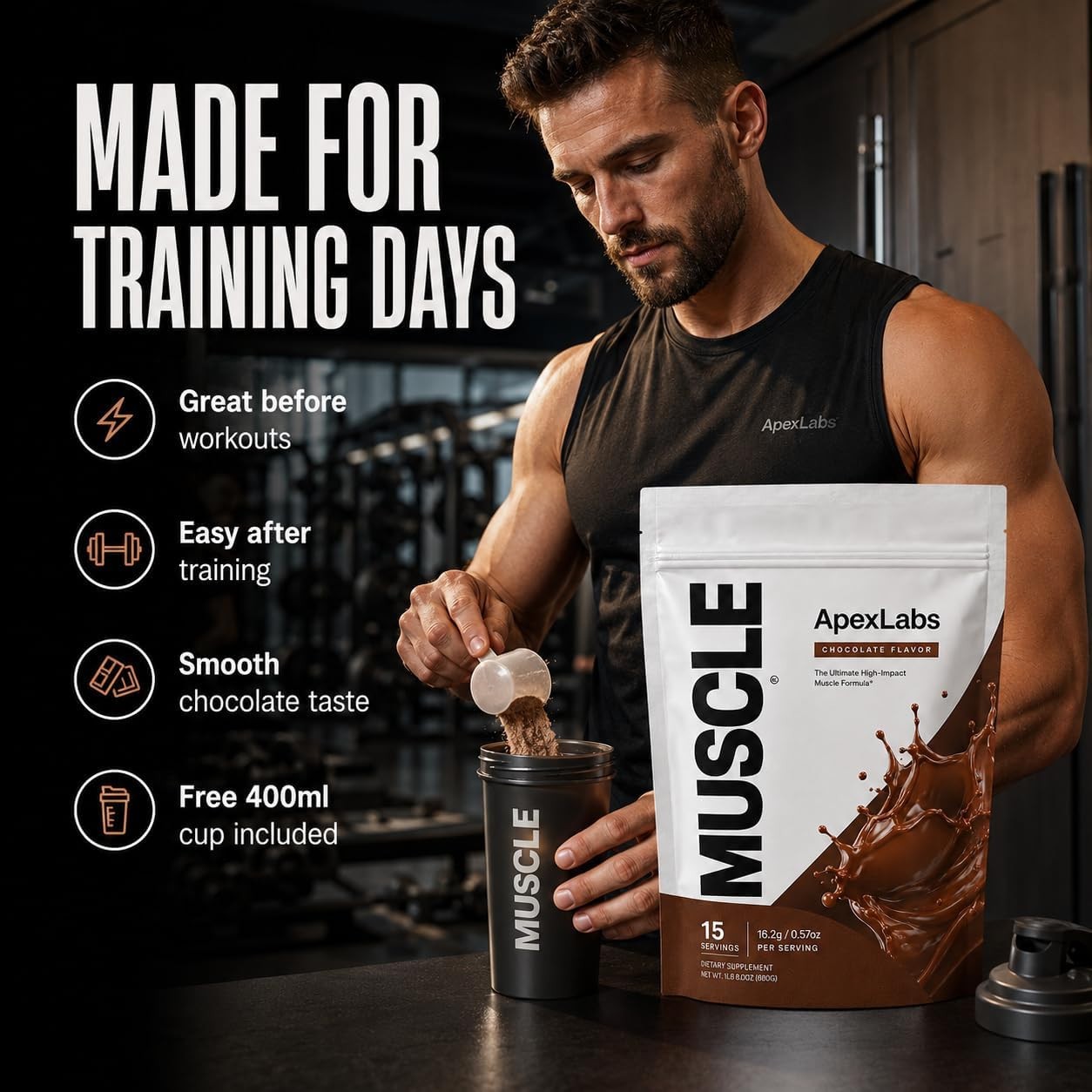 Apex Labs Protein Powder MUSCLE 15 servings 8.55oz EXP 05/2028