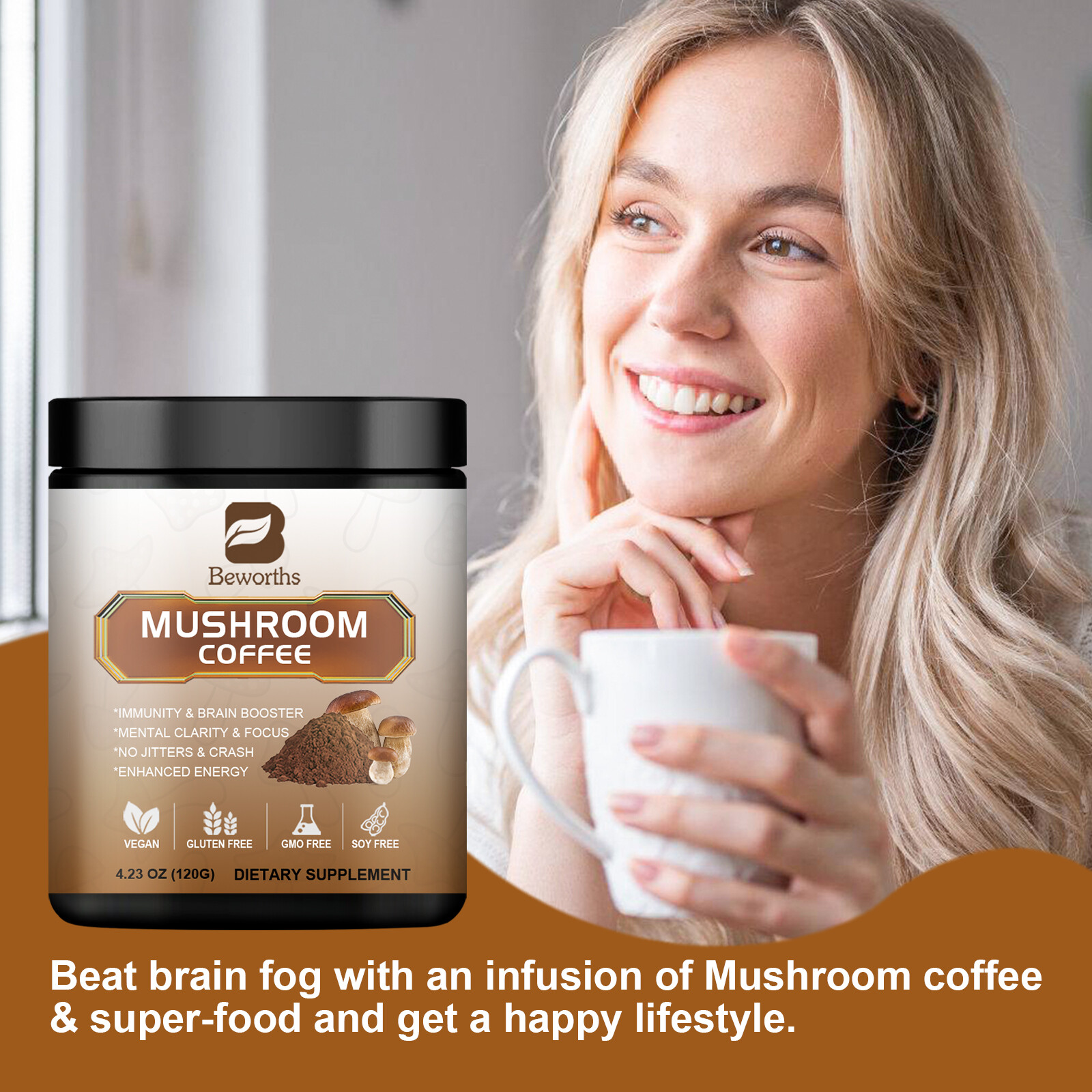 Mushroom Coffee Organic Lions Mane Immunity & Brain Booster 22/38/80 Servings