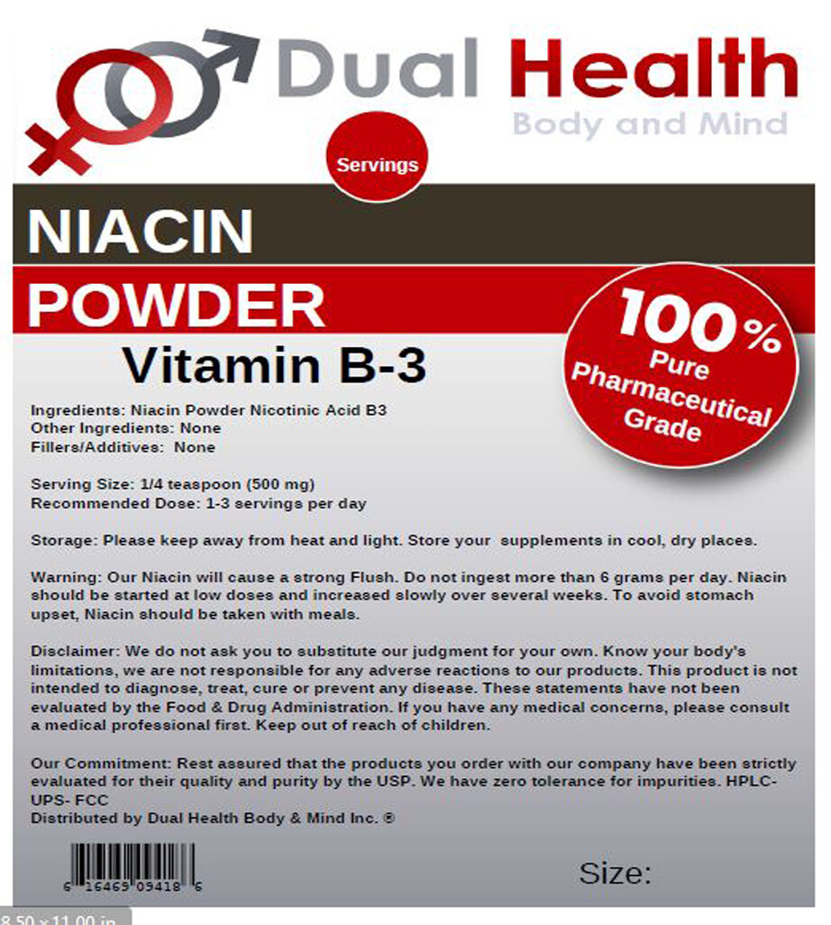 PURE NIACIN 100g (3.5 oz) Powder Nicotinic Acid Vitamin B3 Cholesterol Heart