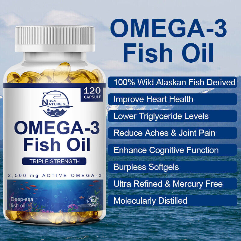 Omega 3 Fish Oil Capsules 3x Strength 2500mg EPA & DHA, Highest Potency 360PCS